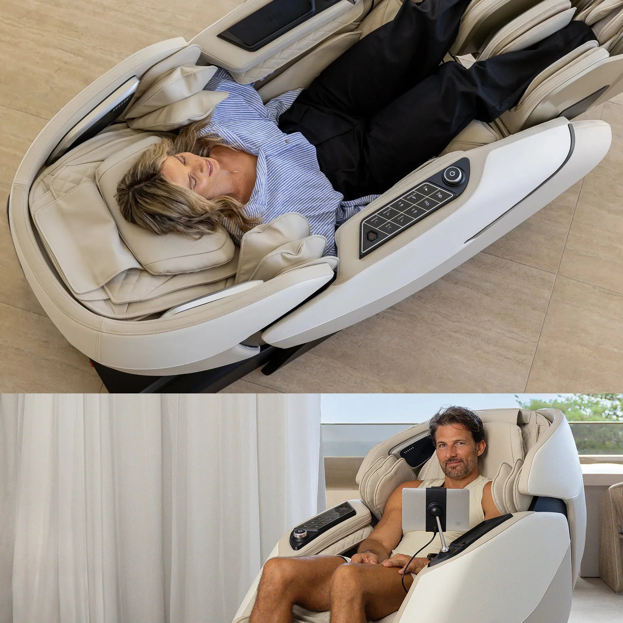 Luxury full body massage chair in UAE, featuring zero gravity recline and smart controls for ultimate relaxation.