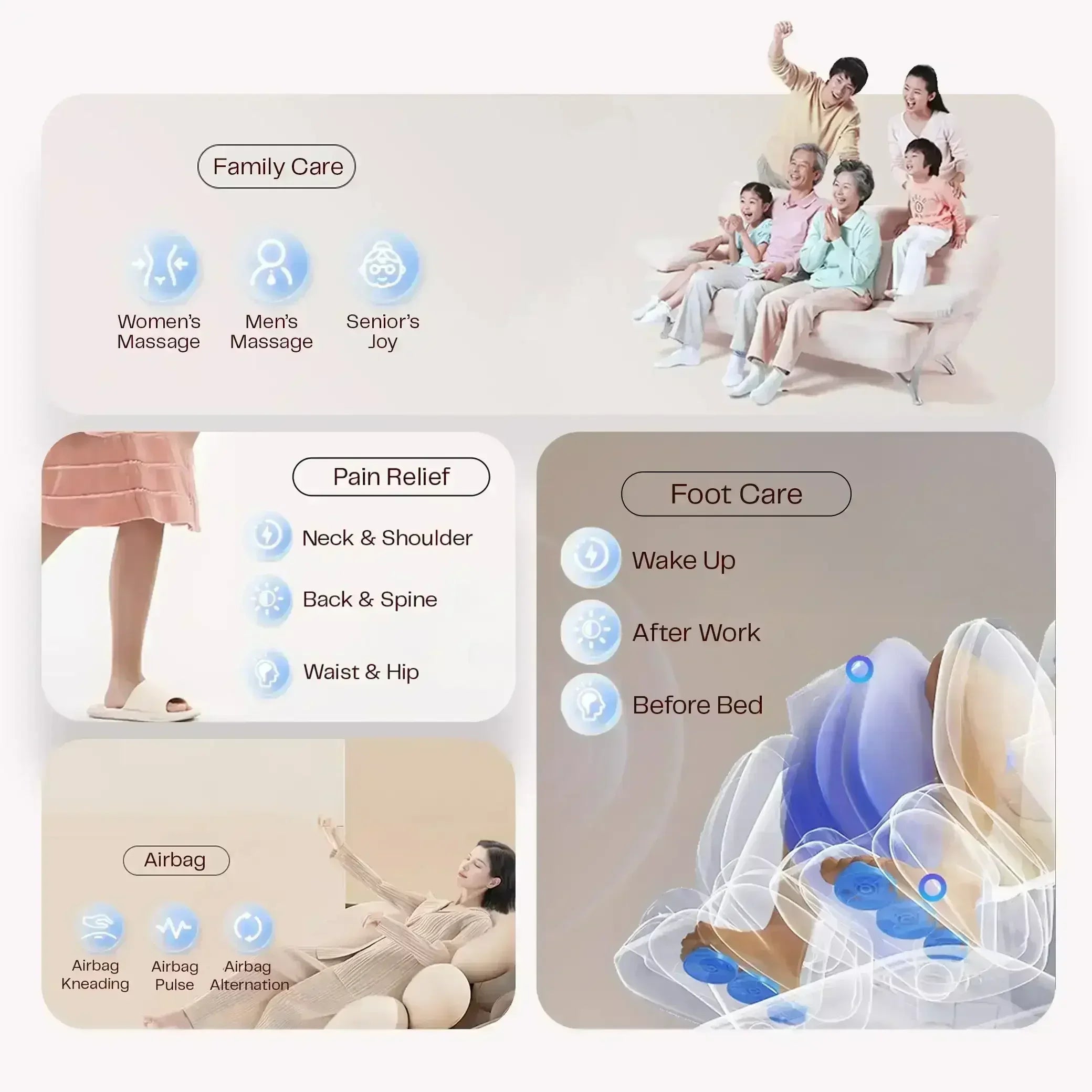 Jazz Recovery Massage Chair (WHITE) - Rotai - Best Massage Chair in Dubai UAE - Shop massage chairs in UAE, Saudi Arabia -Therapy Massage Chairs - Back, Neck, & Leg Pain Relief