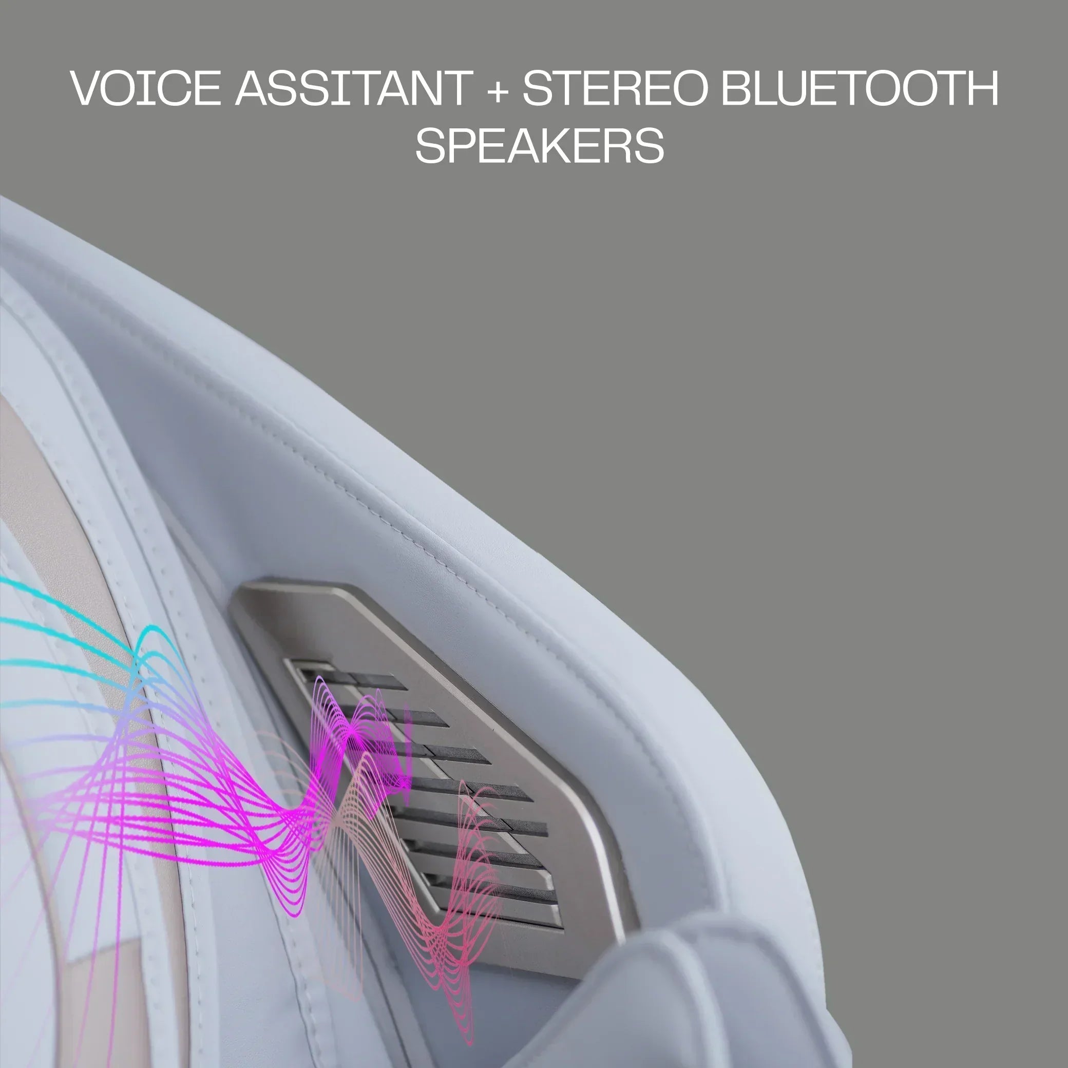 Modern massage chair armrest with built-in voice assistant and stereo Bluetooth speakers