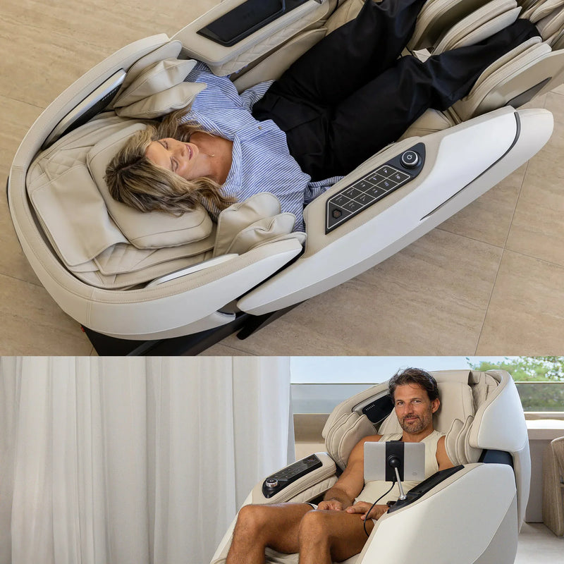 Luxury full body massage chair in UAE, featuring zero gravity recline and smart controls for ultimate relaxation.