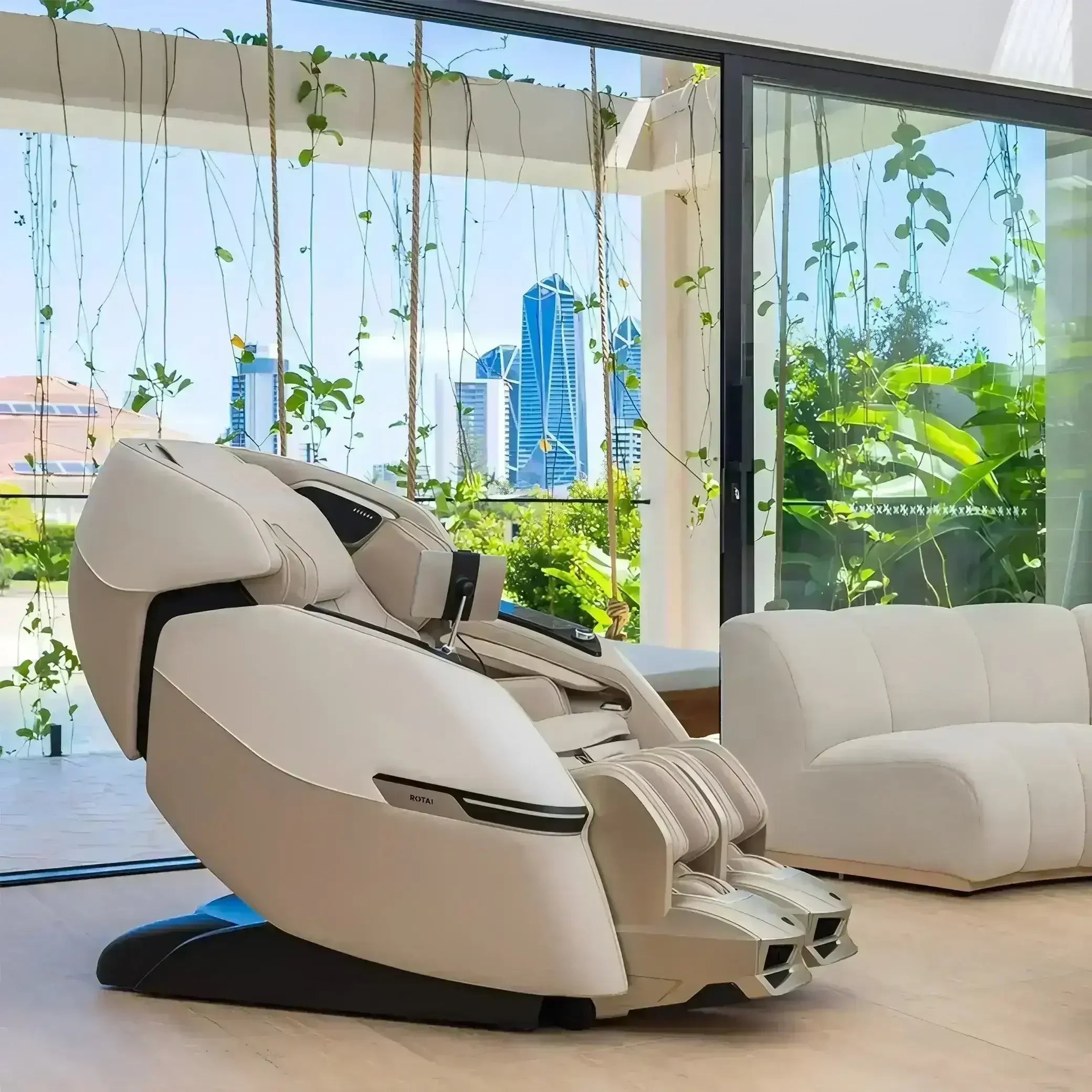 Advanced AI Robotic Massage Chair (Beige) - Rotai - Best Massage Chair in Dubai UAE - Shop massage chairs in UAE, Saudi Arabia -Therapy Massage Chairs - Back, Neck, & Leg Pain Relief
